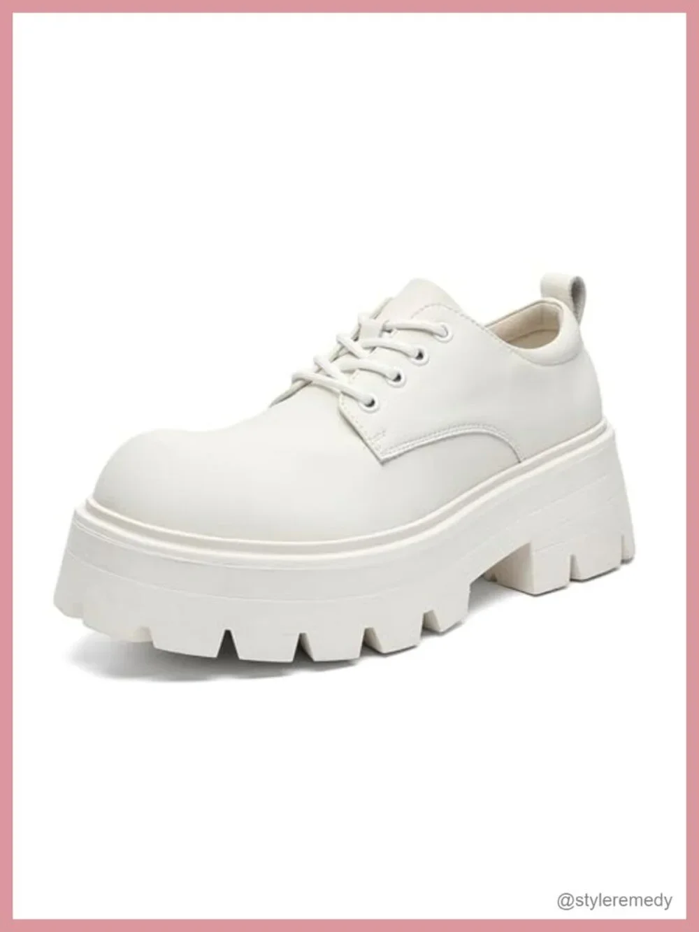 Men's Faux Leather Platform Oxfords Chunky Heel Lace Up Round Toe Dress Shoes